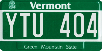 VT license plate YTU404