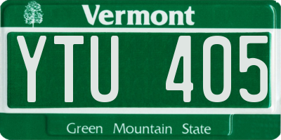 VT license plate YTU405