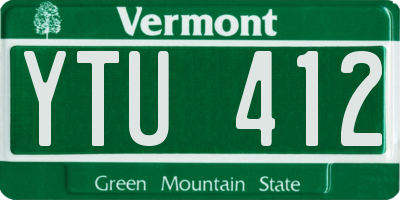 VT license plate YTU412