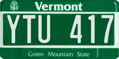VT license plate YTU417