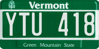 VT license plate YTU418