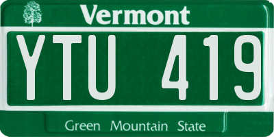 VT license plate YTU419