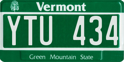 VT license plate YTU434