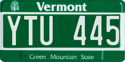 VT license plate YTU445