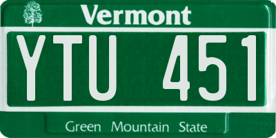 VT license plate YTU451