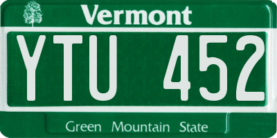 VT license plate YTU452