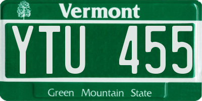 VT license plate YTU455