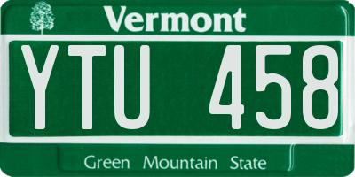 VT license plate YTU458
