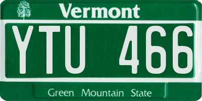 VT license plate YTU466