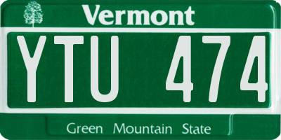 VT license plate YTU474
