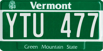 VT license plate YTU477