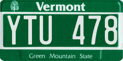 VT license plate YTU478