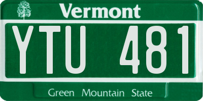 VT license plate YTU481