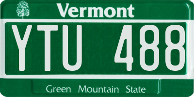 VT license plate YTU488