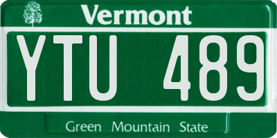 VT license plate YTU489