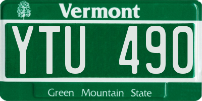 VT license plate YTU490