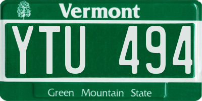 VT license plate YTU494