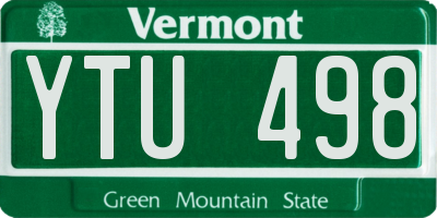 VT license plate YTU498