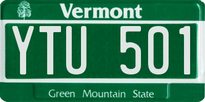 VT license plate YTU501