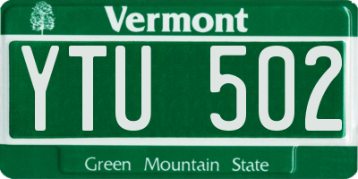 VT license plate YTU502