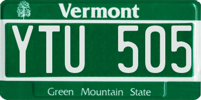 VT license plate YTU505