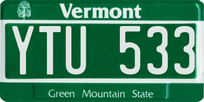 VT license plate YTU533