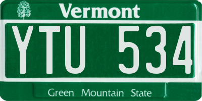 VT license plate YTU534
