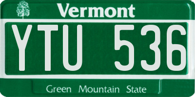 VT license plate YTU536