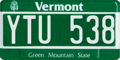 VT license plate YTU538