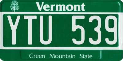 VT license plate YTU539