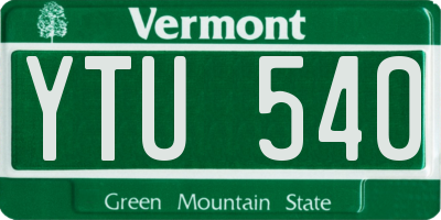 VT license plate YTU540