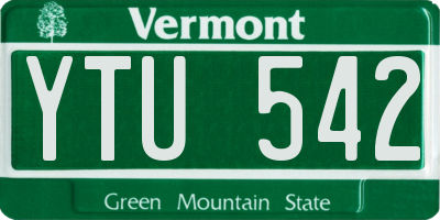 VT license plate YTU542