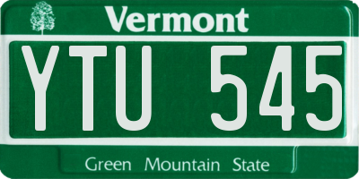 VT license plate YTU545