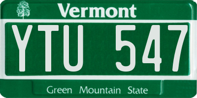 VT license plate YTU547