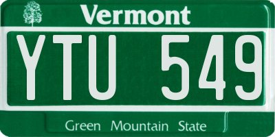 VT license plate YTU549