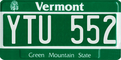 VT license plate YTU552