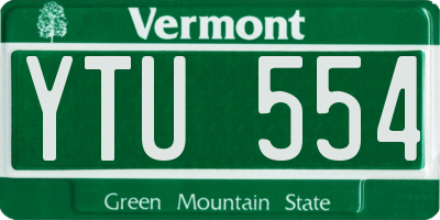 VT license plate YTU554