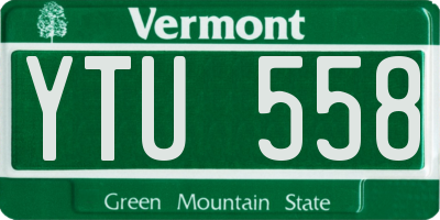 VT license plate YTU558