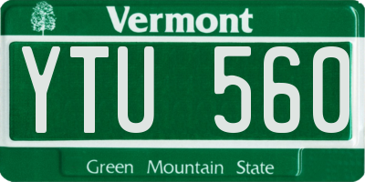 VT license plate YTU560