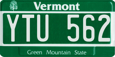 VT license plate YTU562