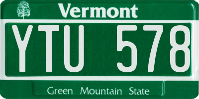 VT license plate YTU578