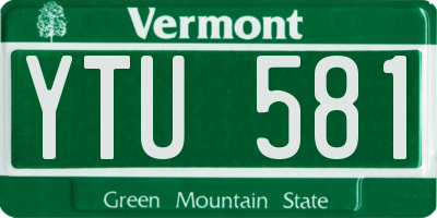 VT license plate YTU581
