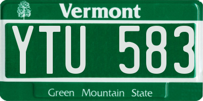 VT license plate YTU583