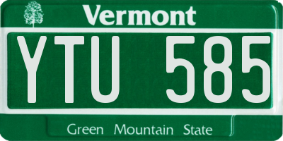 VT license plate YTU585