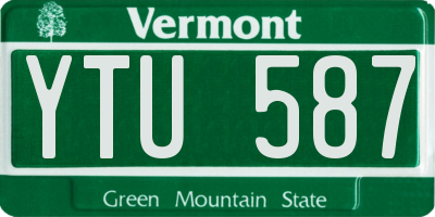 VT license plate YTU587