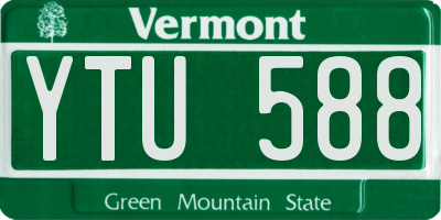 VT license plate YTU588