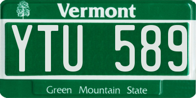 VT license plate YTU589
