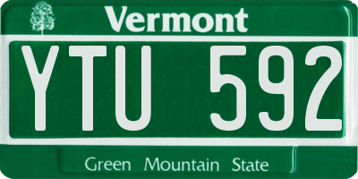 VT license plate YTU592