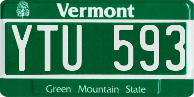 VT license plate YTU593
