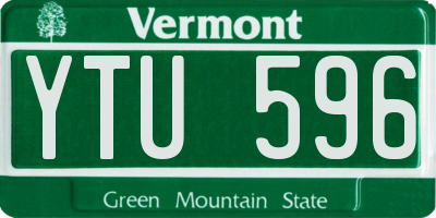 VT license plate YTU596